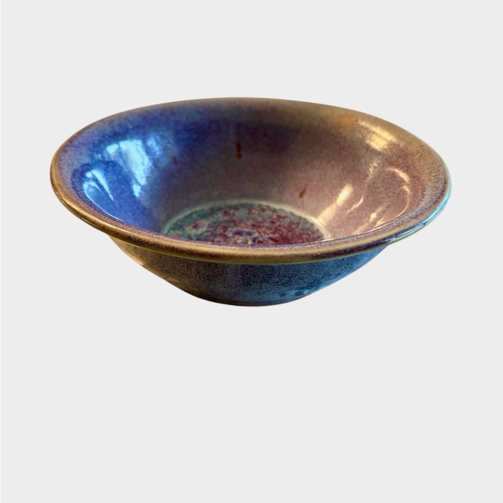 Pottery Bowl Handmade Signed Purple With Accent of Splatter Inside
